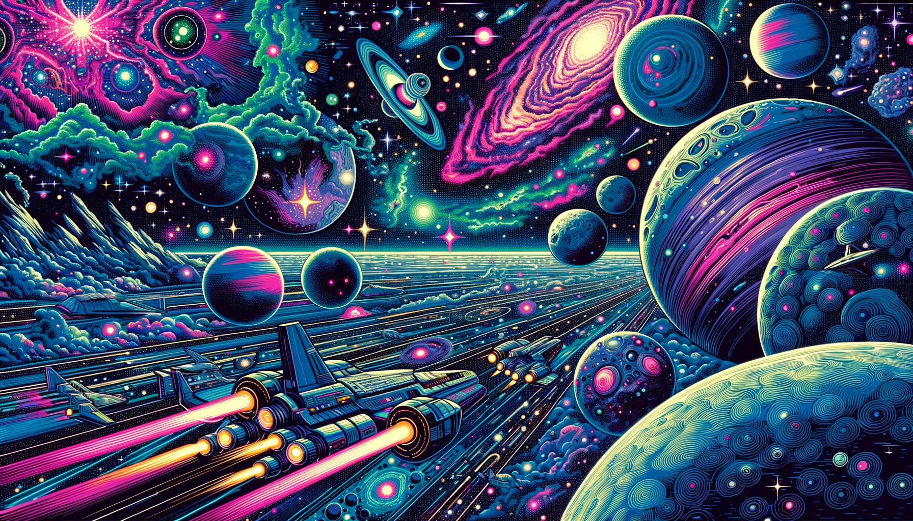DALL·E 2024-05-21 21.15.12 - A detailed sci-fi style illustration of the universe. The scene includes a vast expanse of space filled with colorful nebulae, distant galaxies, and b.webp